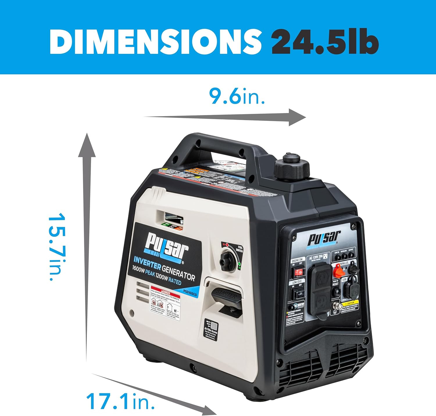 PGD16ISCO 1600W Portable Gas Inverter Generator – Ultra Light & Quiet