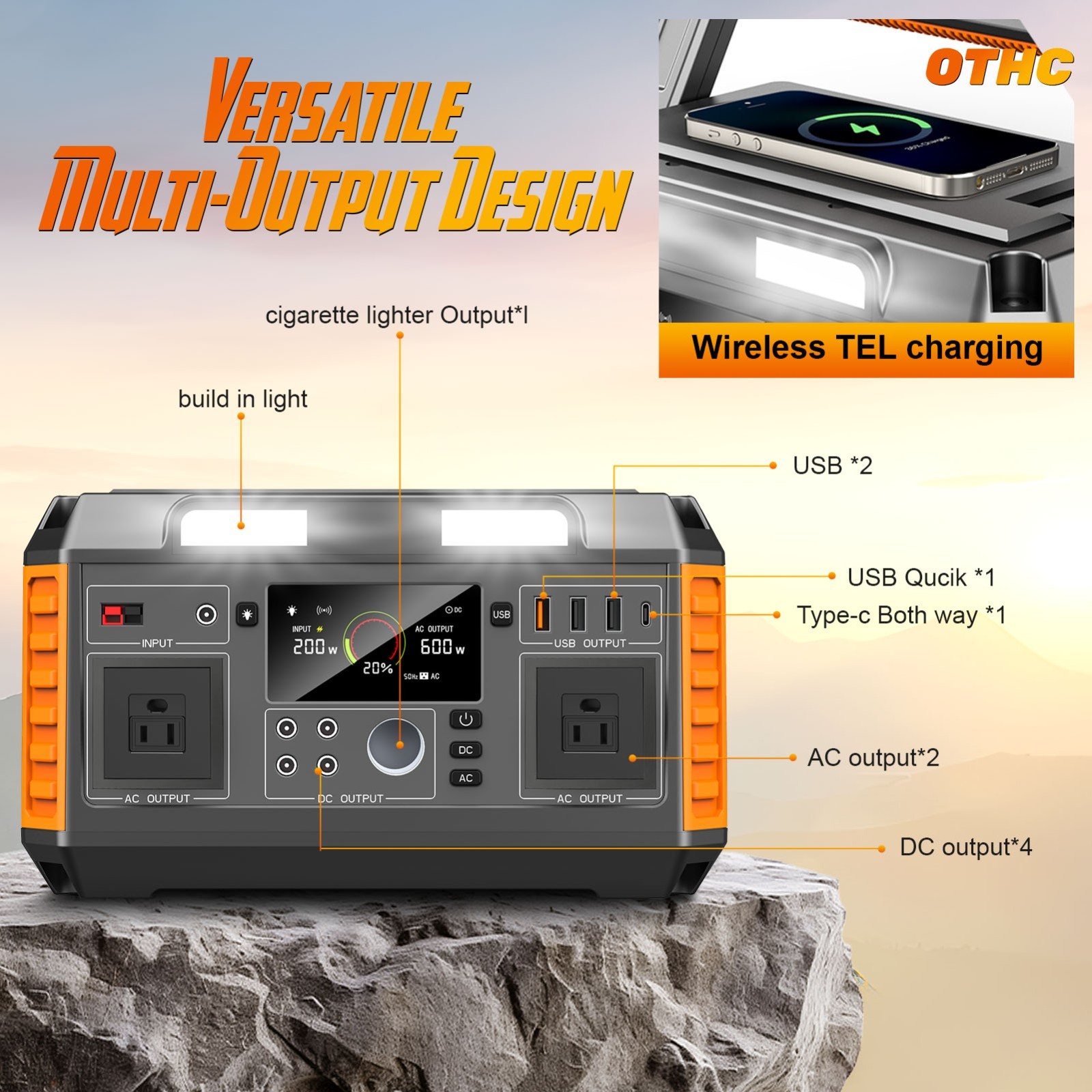 portable power station 600w(peakto 1000W) Camping, Emergency Backup, Outdoor