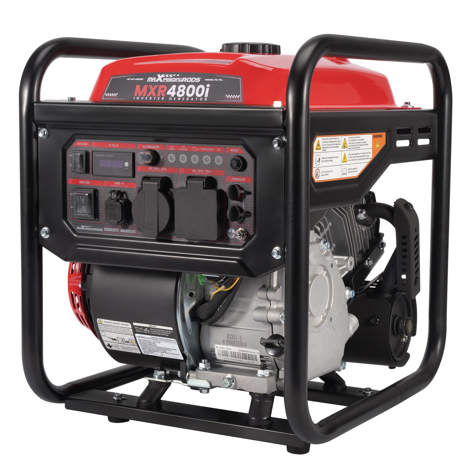4800W Peak Portable Generator Gas Powered Digital Display Pure Sine Wave 120V