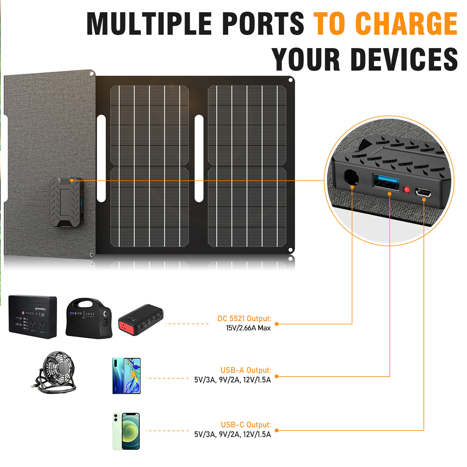 Powkey 146Wh 200W Portable Power Station Solar Generator with 40W Solar Panel