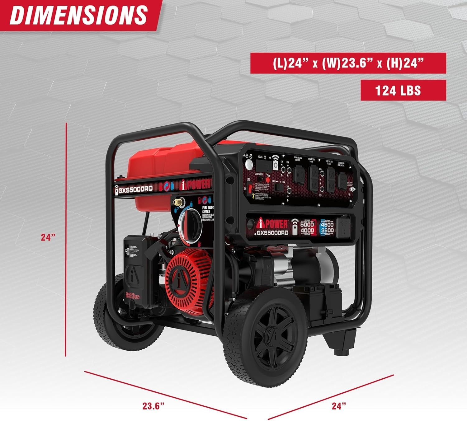 A-iPower GXS5000RD Remote Dual Fuel Portable Generator