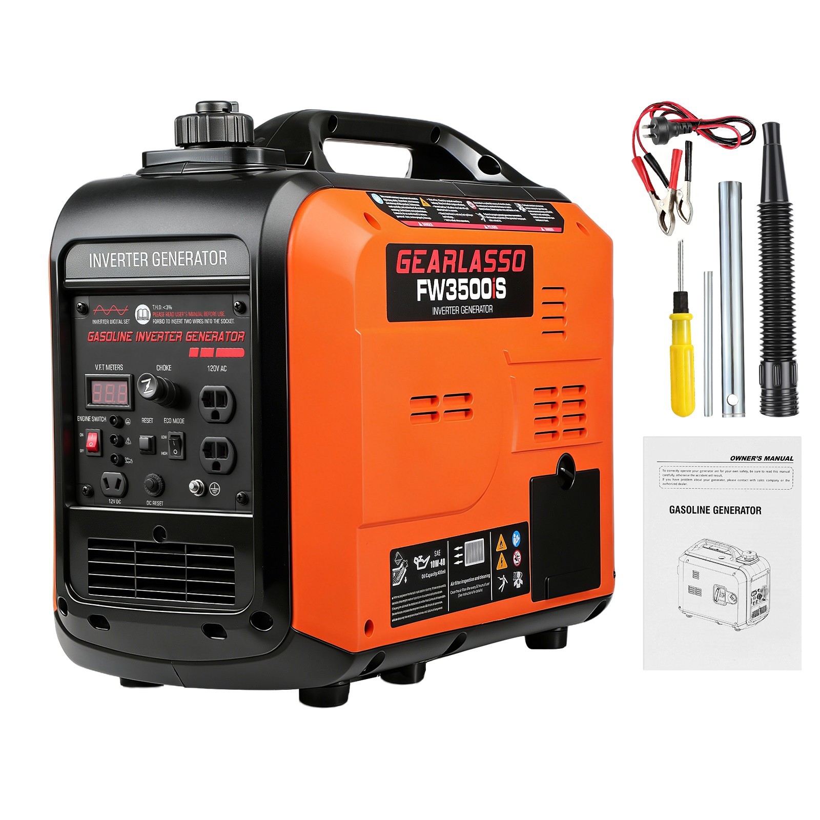 5000W Portable Inverter Generator Gas Powered Quiet for Home Backup Recoil Start
