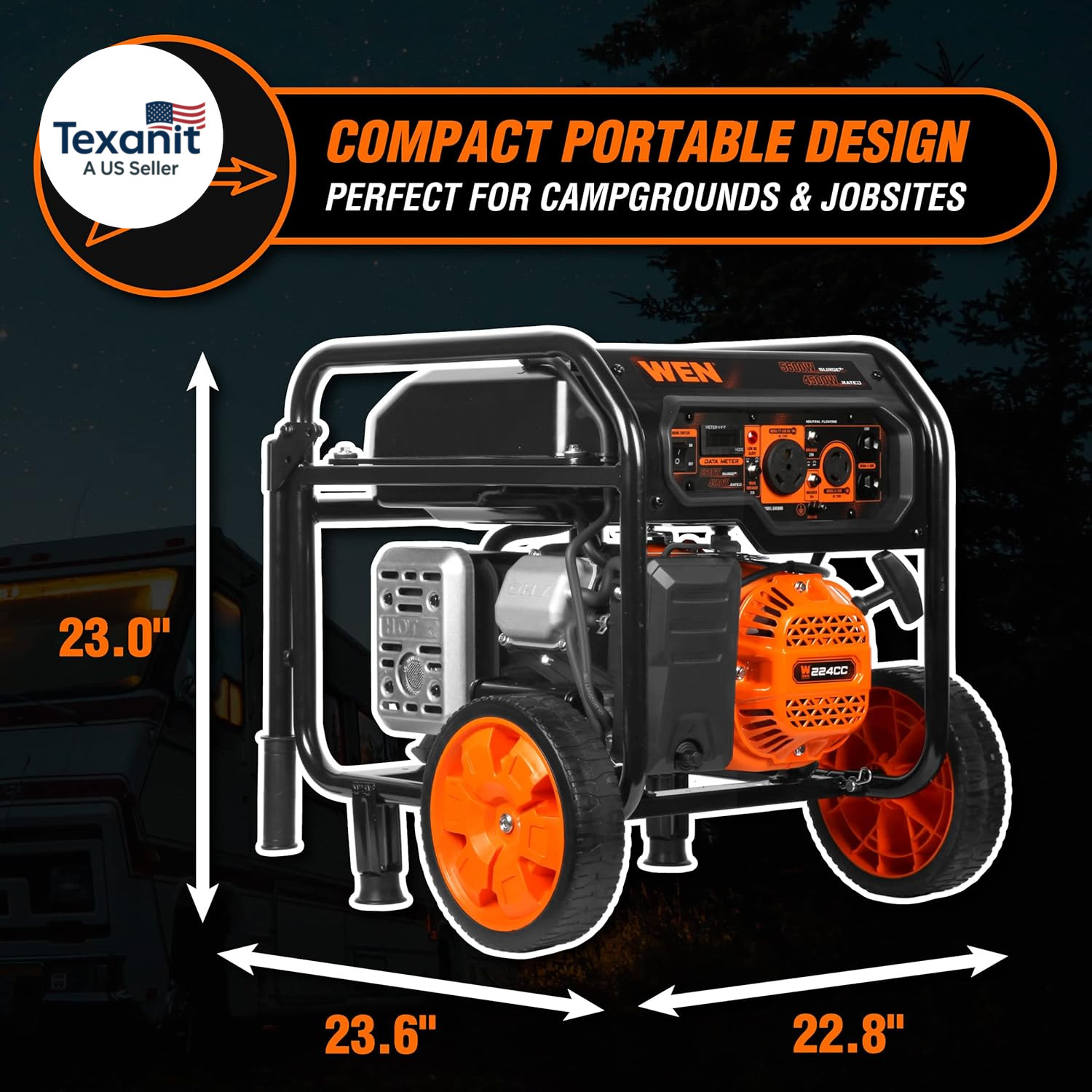 5600-Watt Portable Generator, 224Cc, Transfer-Switch and Rv-Ready (GN5600)