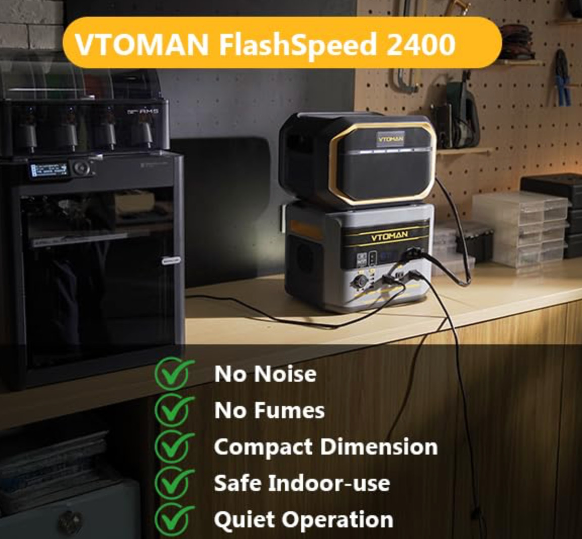 VTOMAN FlashSpeed 2400 Portable Solar Generator Power Station