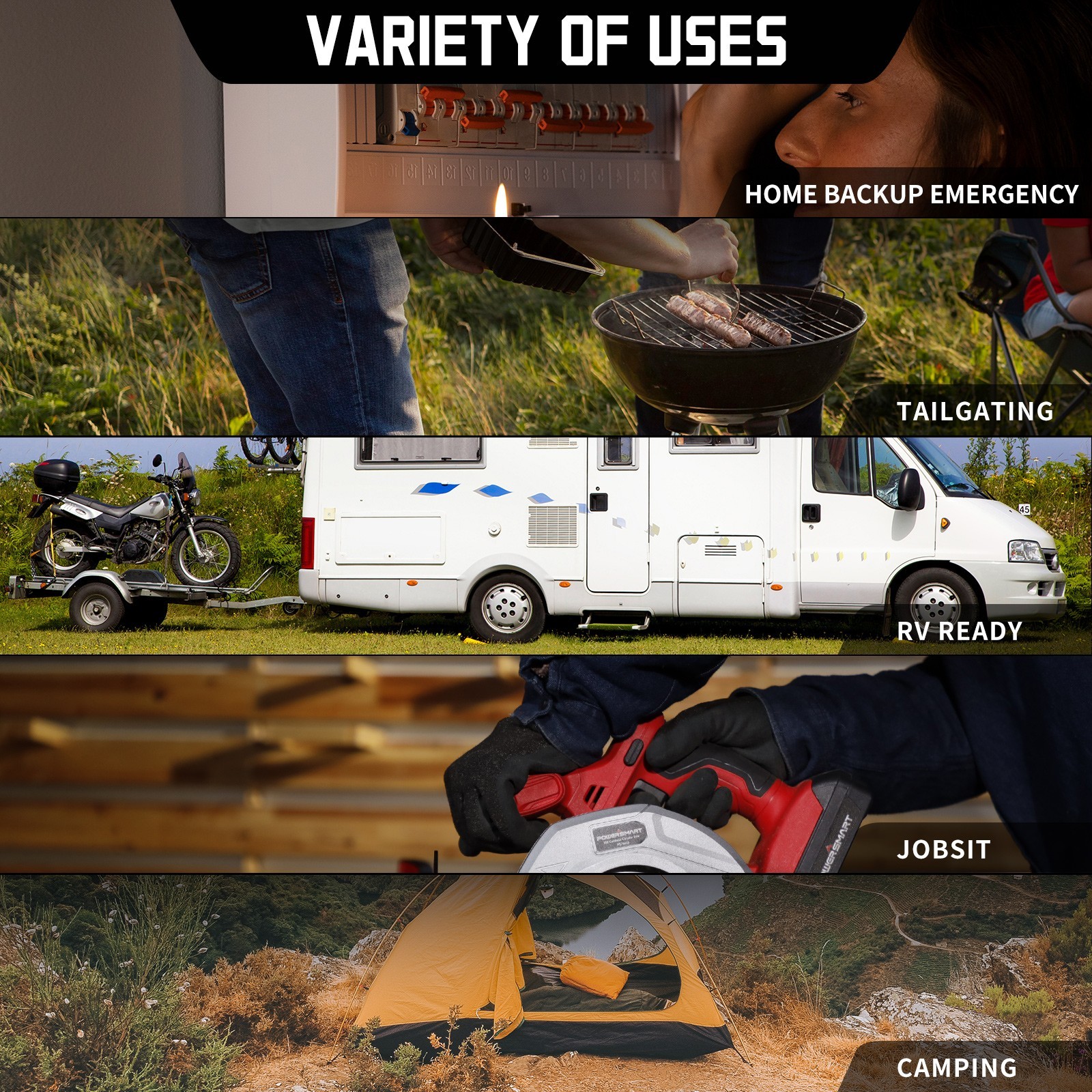 Amerisun 2500W Gas Portable Inverter Generator, 5.5H Runtime, CO Detect, Compact