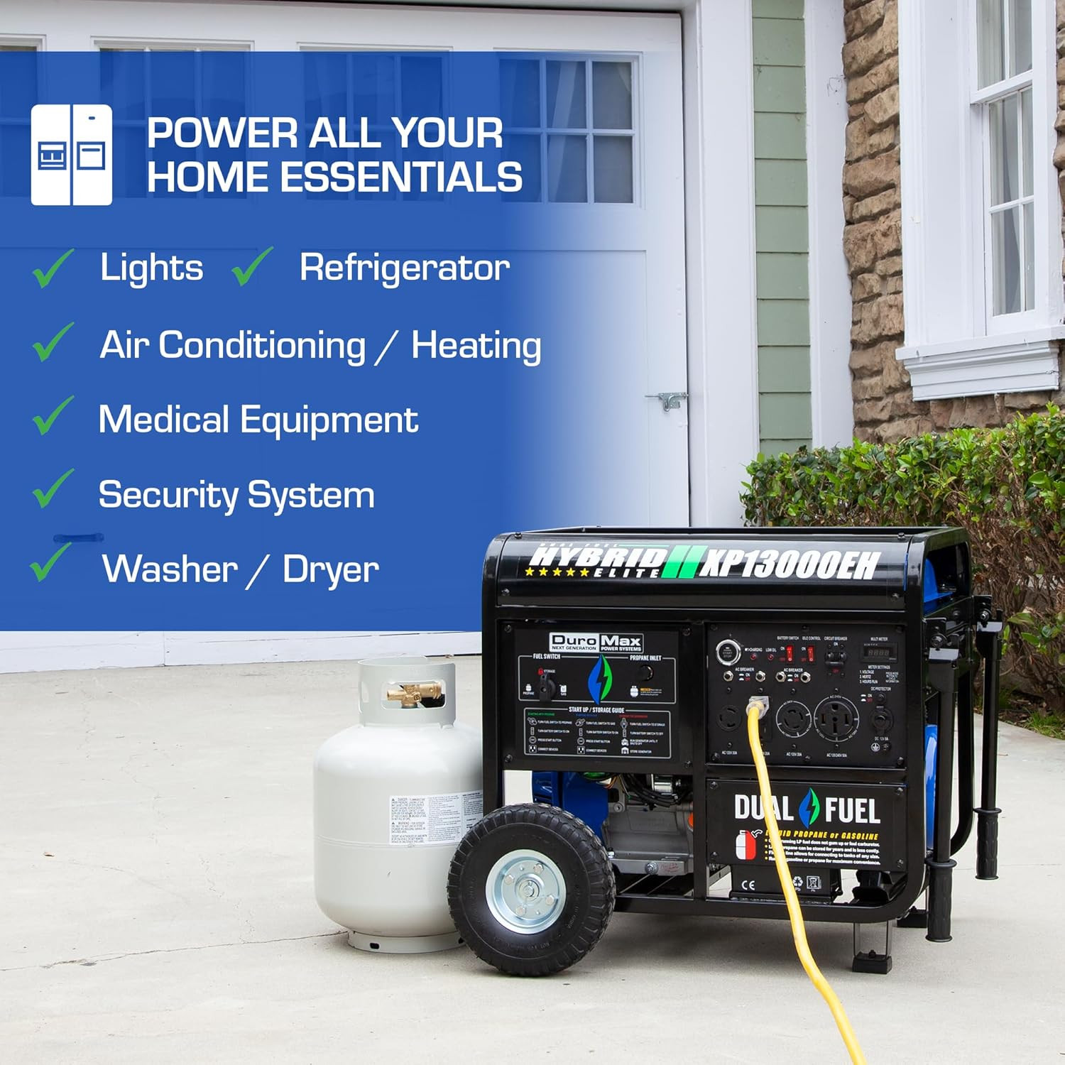 DuroMax XP13000EH 13,000-Watt Dual Fuel Portable Generator