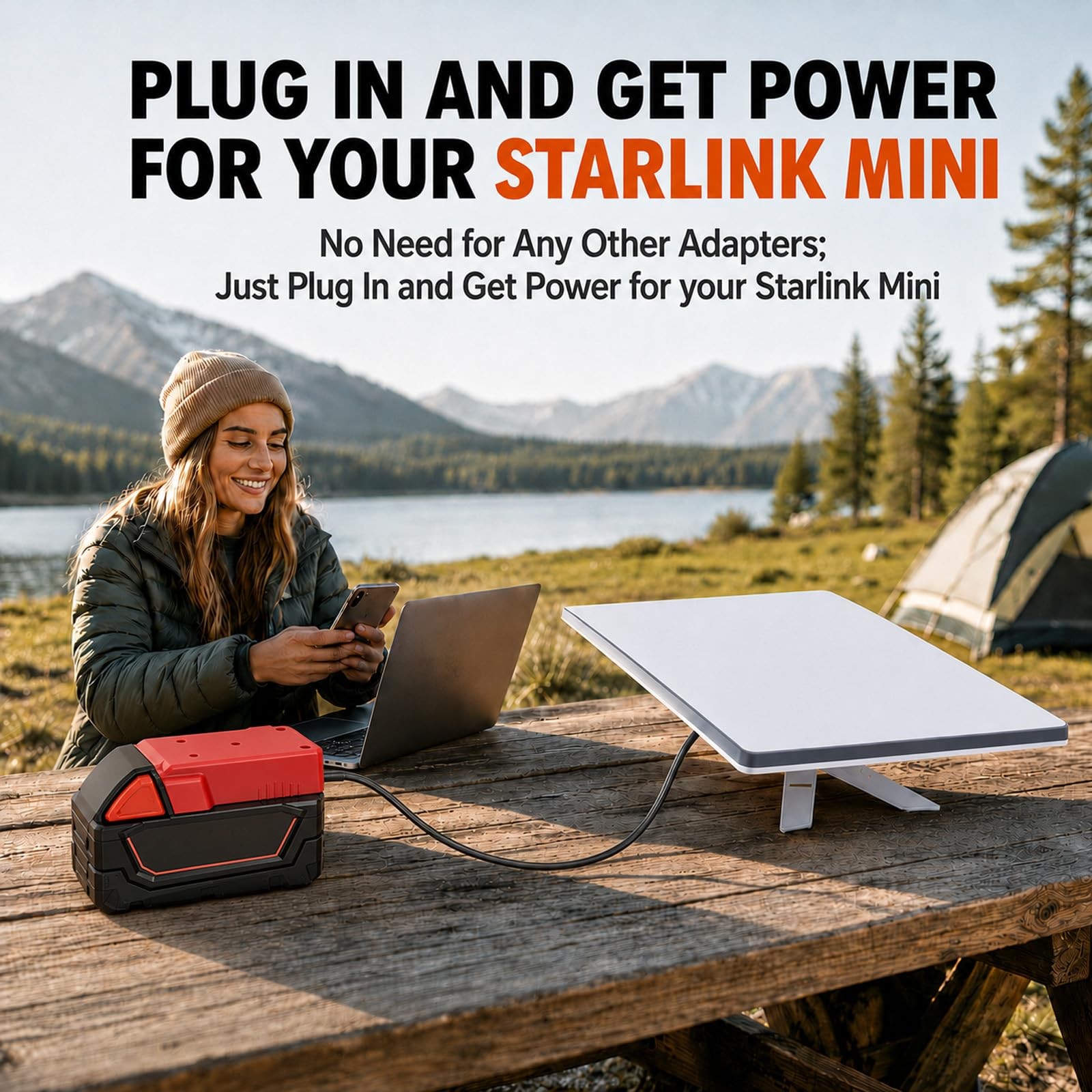 Starlink Mini Battery Adapter Compatible with Milwaukee M18 Batteries Red
