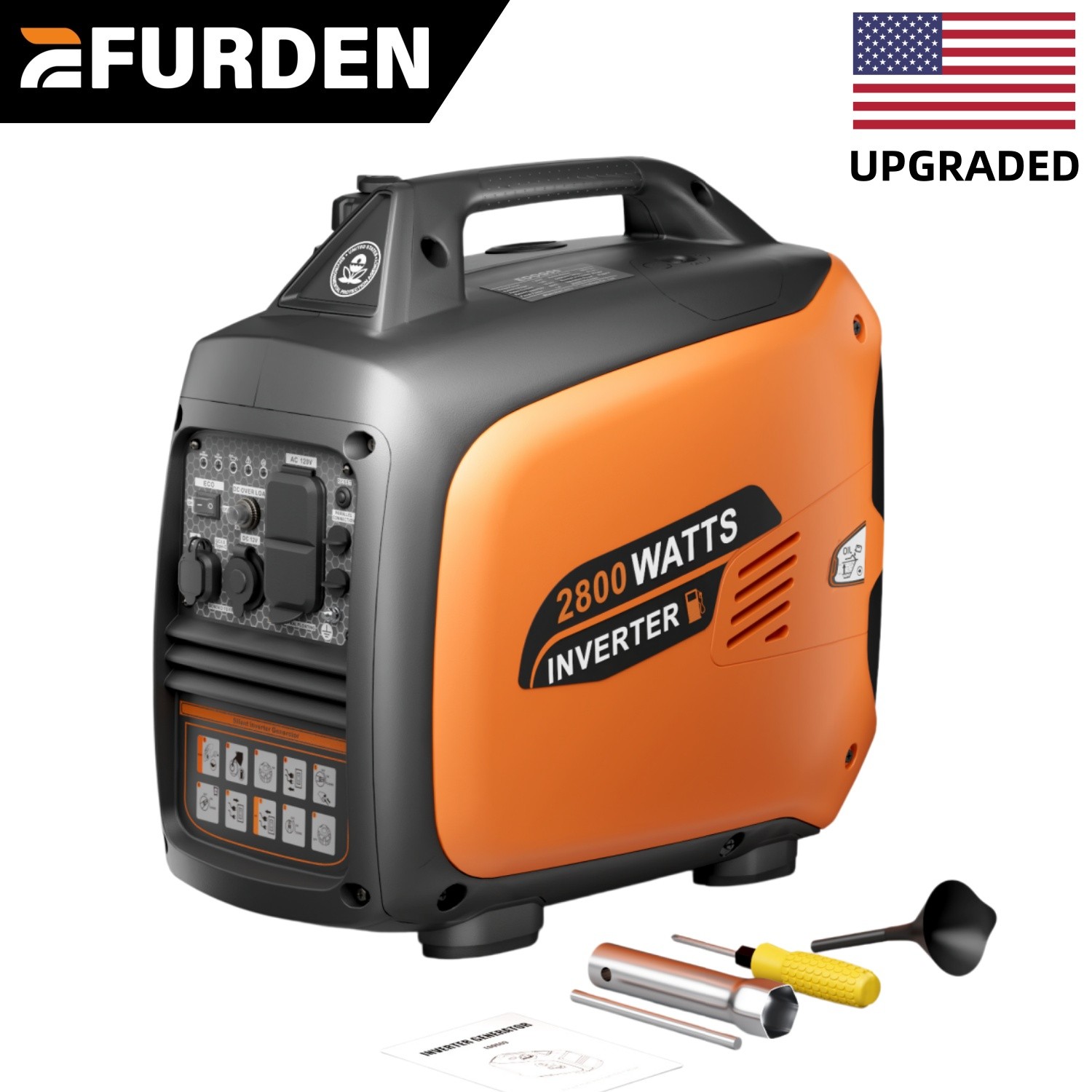 Efurden 2800W Quiet Generator Portable Inverter Gasoline Pure Sine Wave for Home