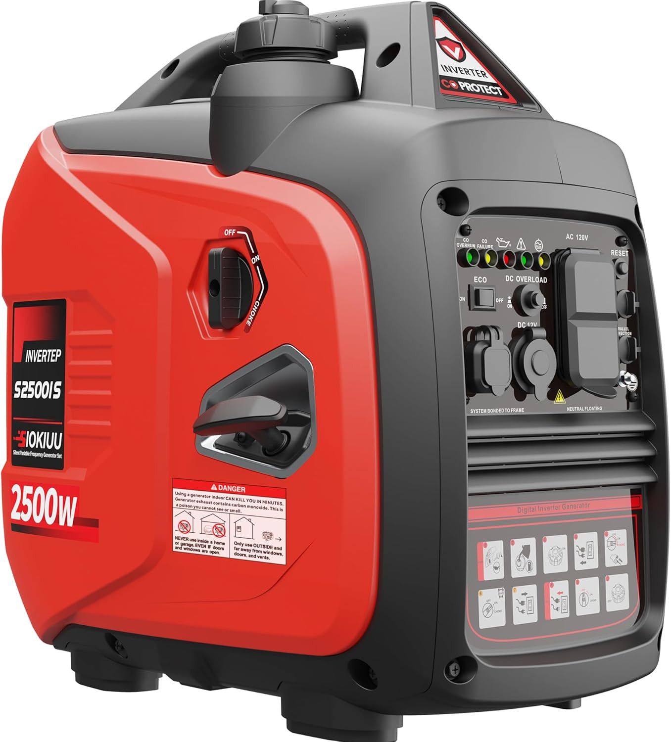 2500W Portable Generator Super Quiet Inverter Generator Ultra Lightweight for Ho