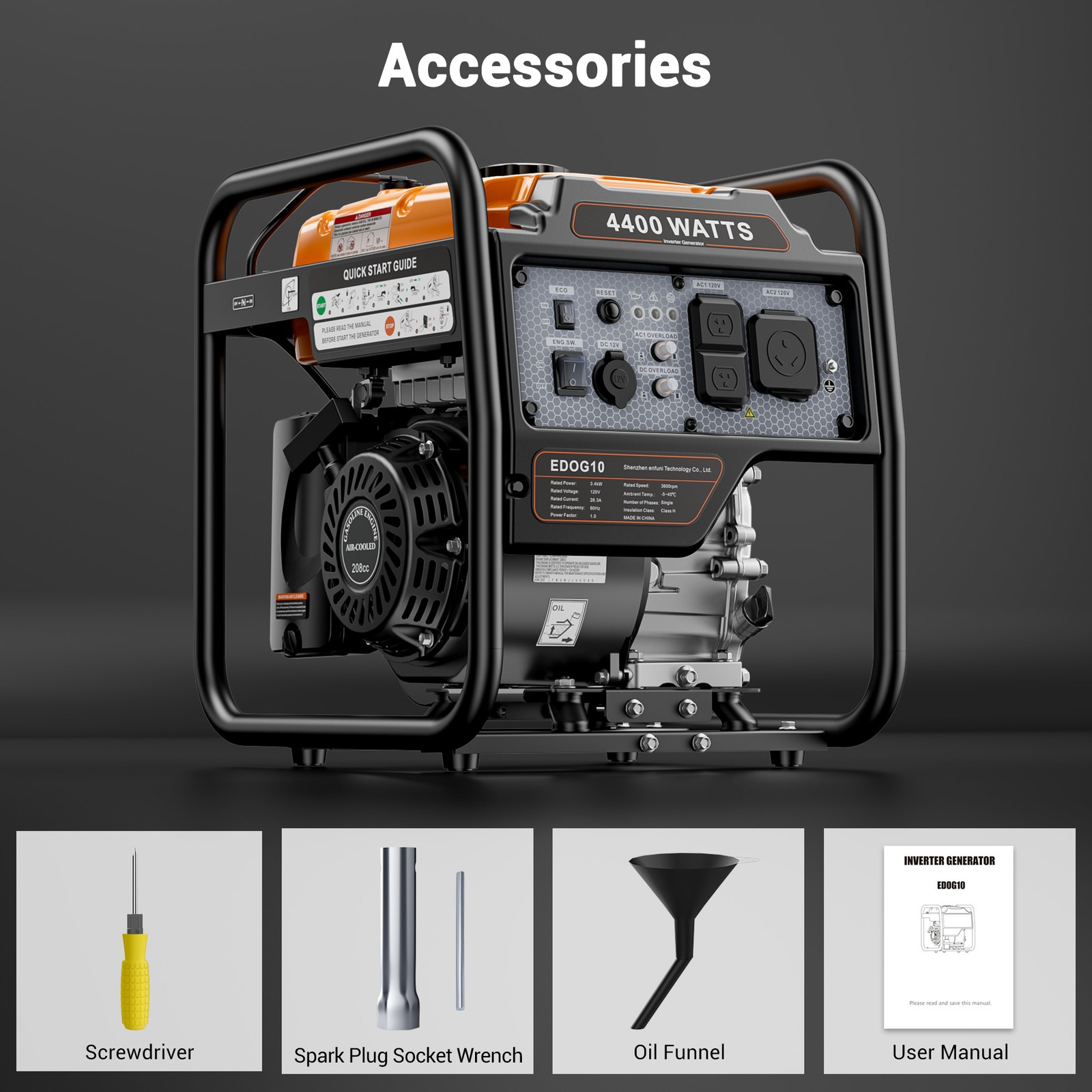 Mutaomay 4400W Inverter Generator Gas Powered Portable for Outdoor RV Camping