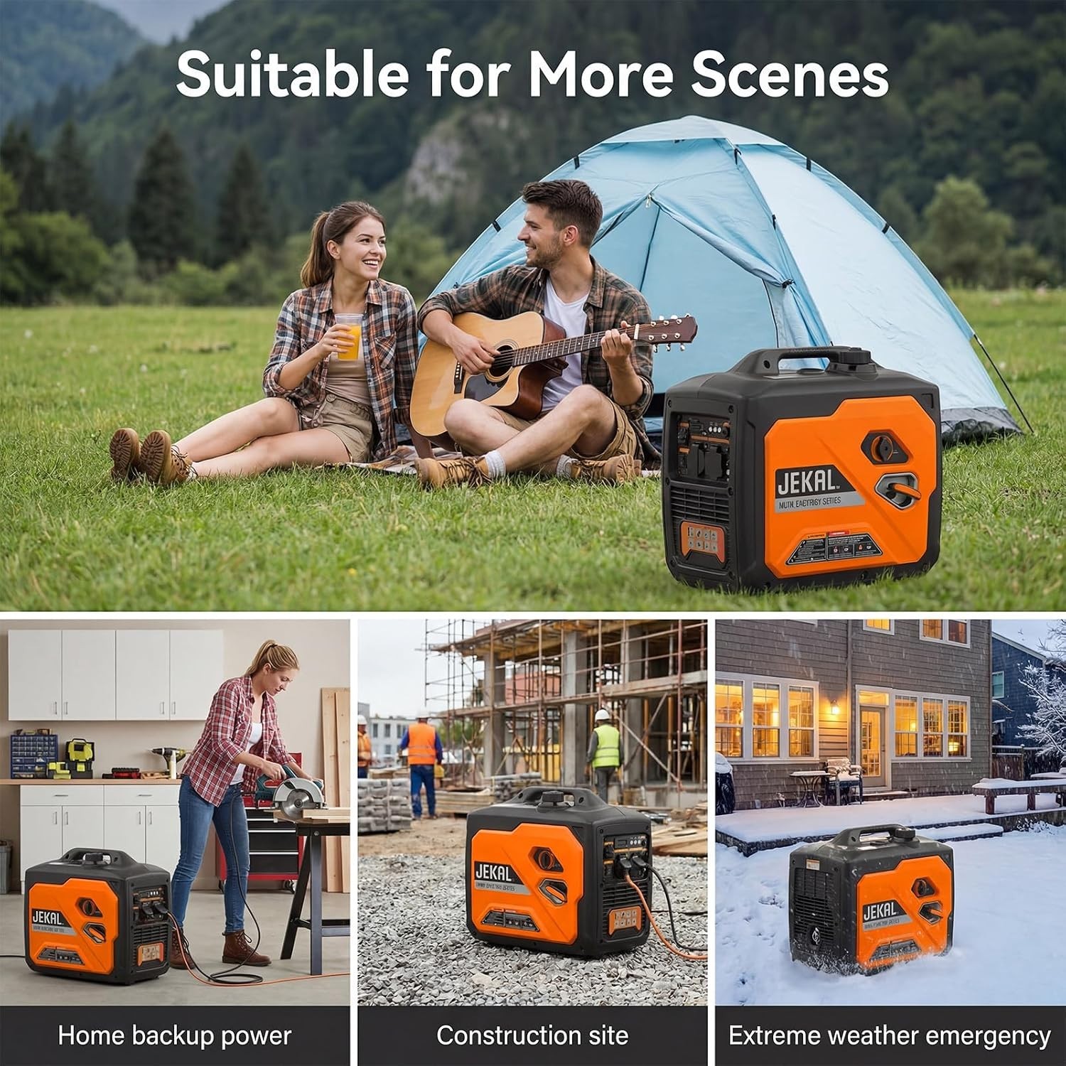 Portable Generator 2800W Peak Gasoline Inverter Compact Quiet RV Camping Power
