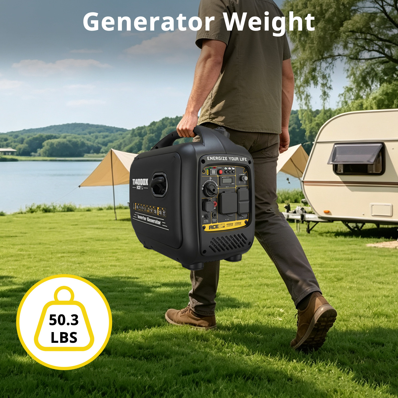 4000 Watt Inverter Generator Portable Quiet for RV 3200W Rated Aceup Energy