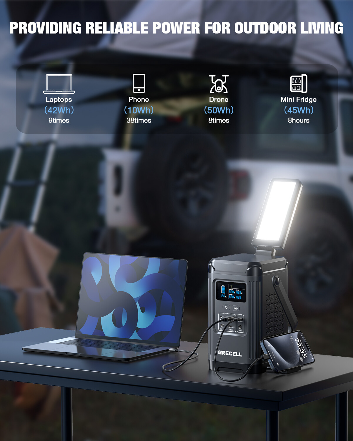 240W Portable Power Station Generator LiFePO4 Battery 100W PD Power Bank Light