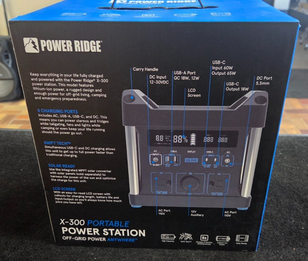 Power Ridge X-300 Portable Power Station 296Wh Lithium-Ion Battery Generator