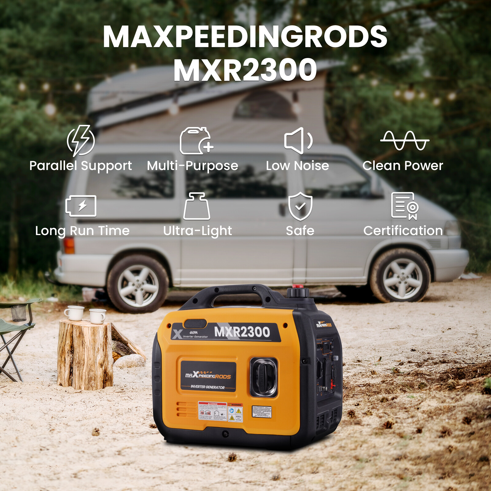 MaXpeedingrods 2300 Watt Portable Gasoline Inverter Generator Super Quiet