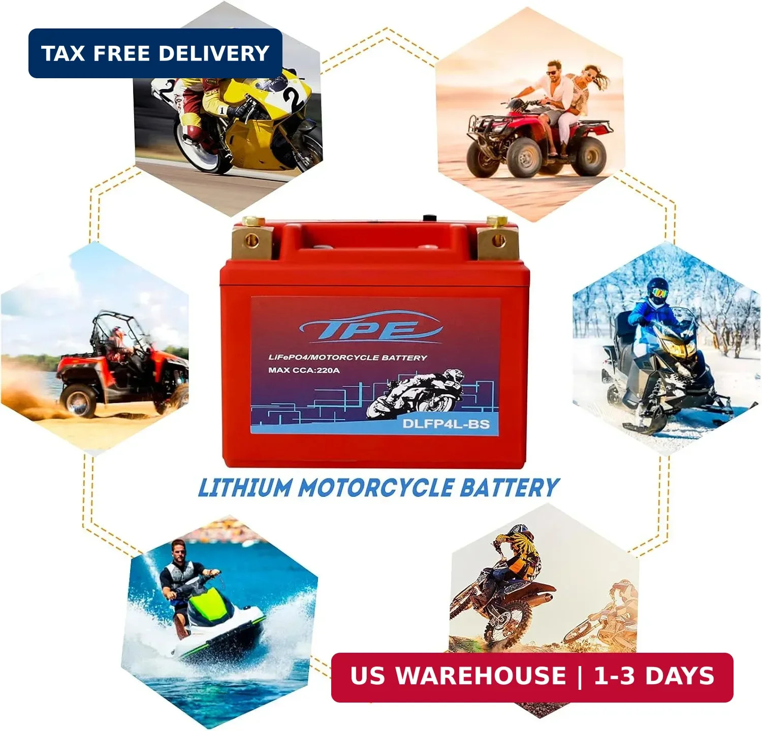 TPE Lithium Motorcycle Powersport Battery LiFePO4 Engine Start Battery 12.8V 2.5