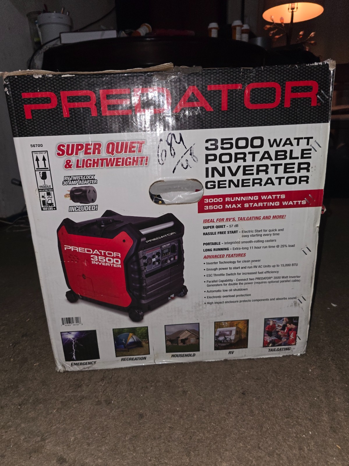 PREDATOR 3500 Watt Generator Super Quiet Inverter for Home RVs Camping Gas Power