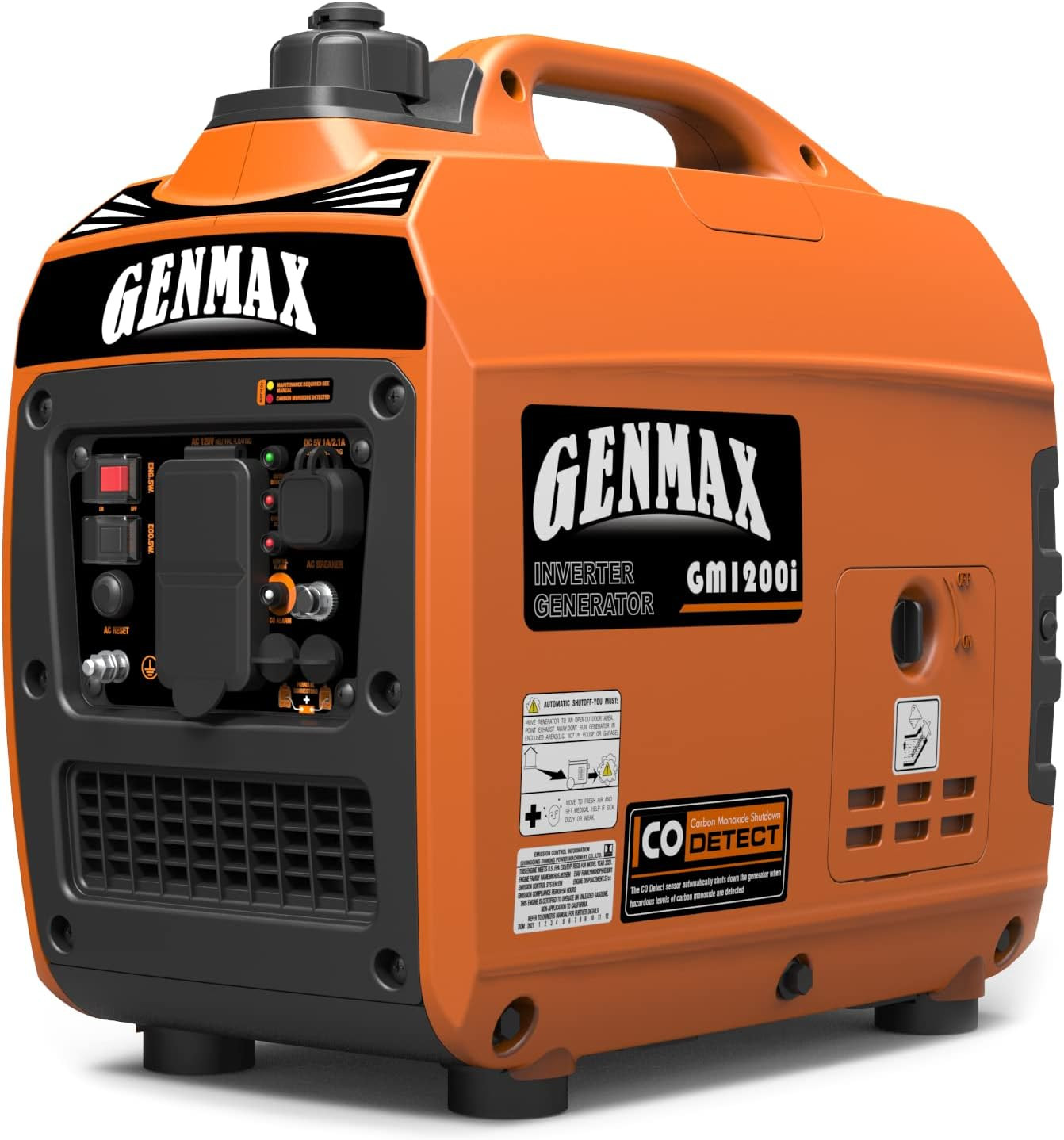 Portable Generator，1200W Ultra-Quiet Gas Engine, EPA Compliant, Eco-Mode Feature
