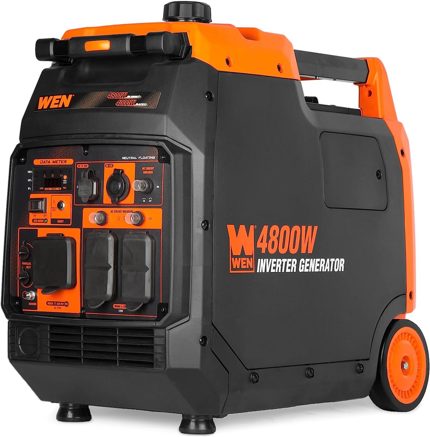 WEN 4,800-W Quiet Portable RV Ready Gas Powered Inverter Generator, Lightweight