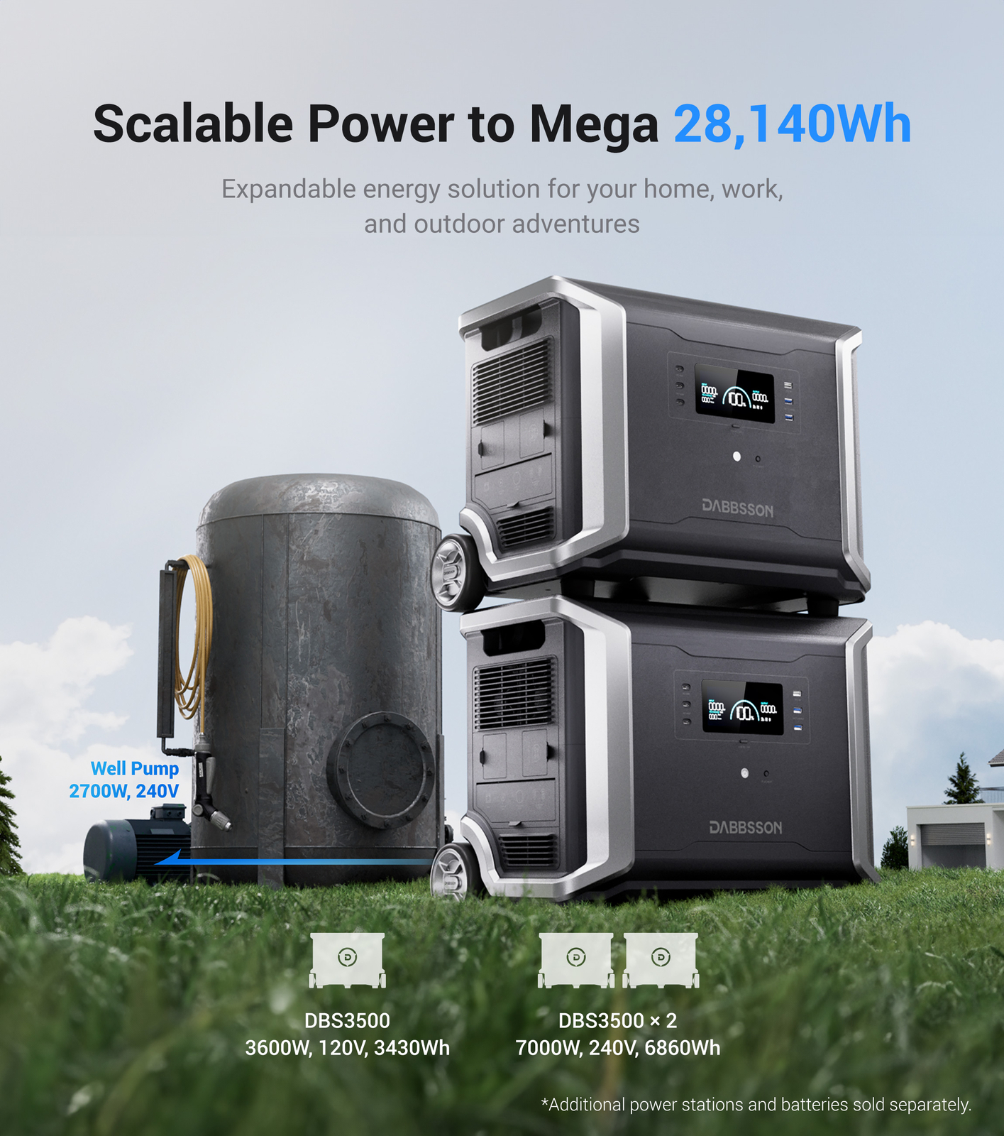 3430Wh 3600W DBS3500 Portable Power Station Solar Generator for Camping Dabbsson