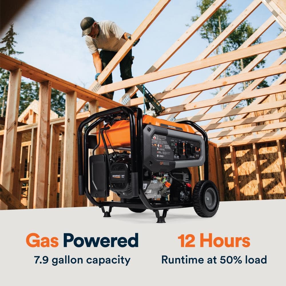 Generac Gp Series 10,000 Watt Gas Powered 50-State Portable Generator With