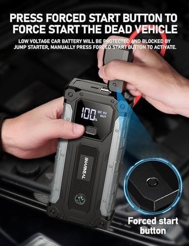 Arrancador Portatil 5000A Para Auto 12V 10L Gas 9L Diesel Bateria Luz Emergentes