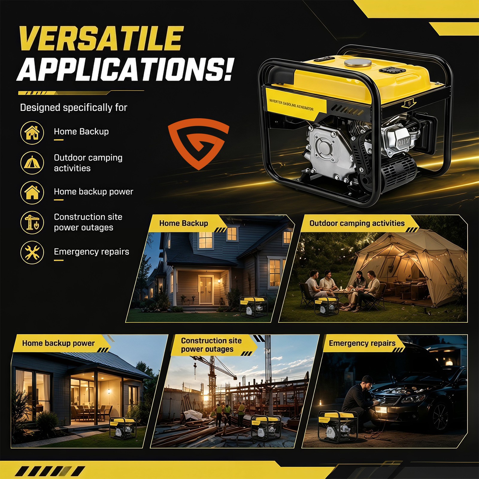 Portable Generator Quiet Emergency Power Supply Emergency Power for Home Backup