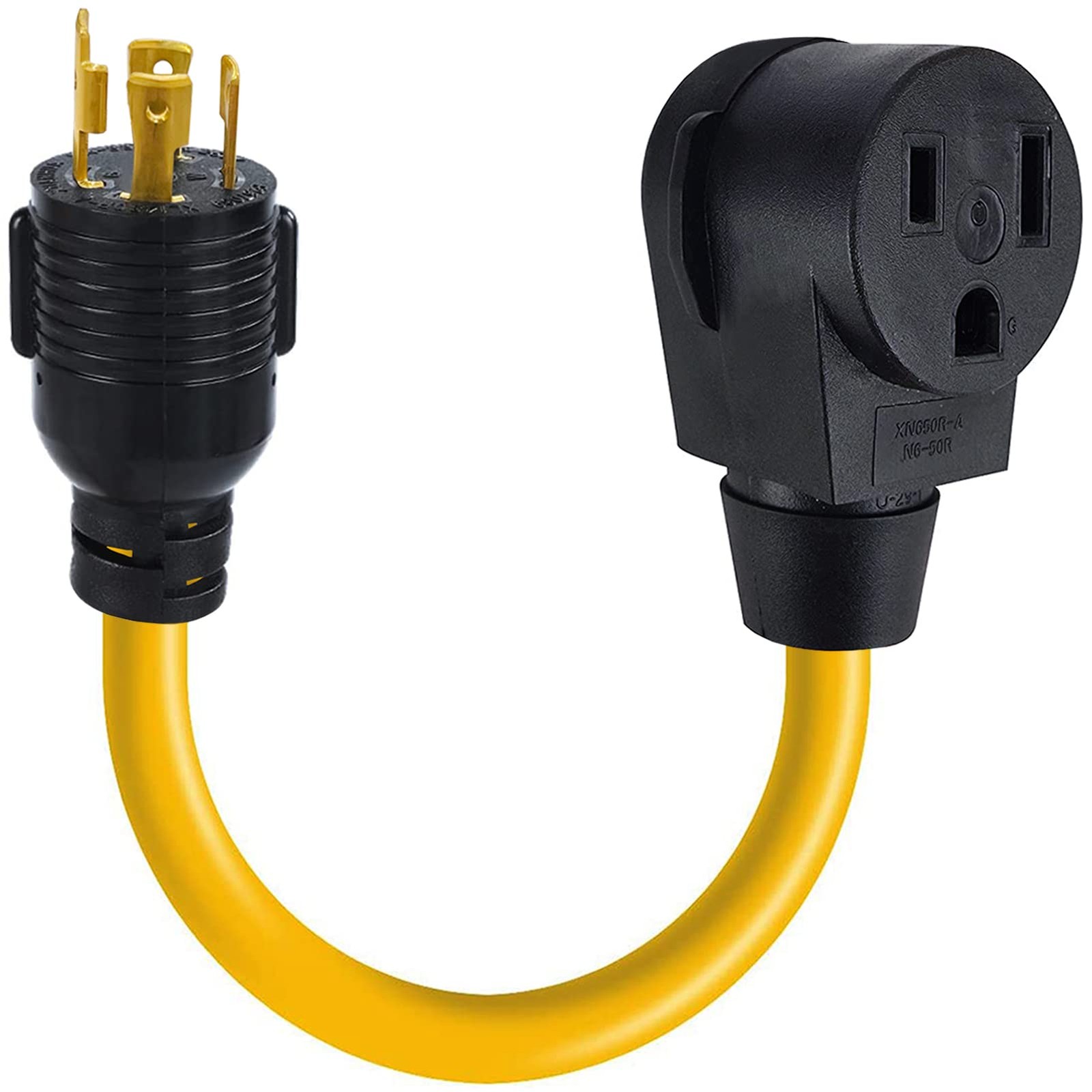 EXCELFU NEMA L14-30P to 6-50R Generator Welder Adapter Plug Black and yellow