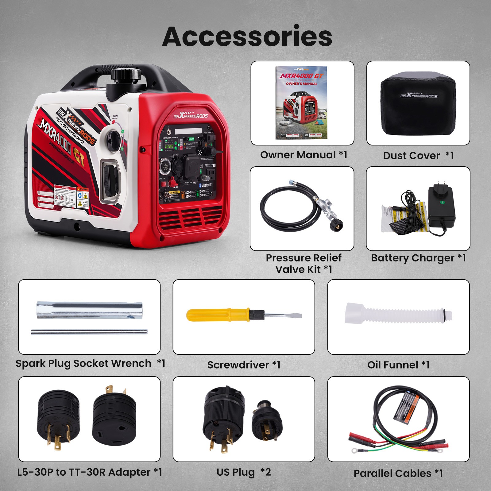 4000w Portable Dual Fuel Generator Inverter LPG/Gas Bluetooth Start Quiet