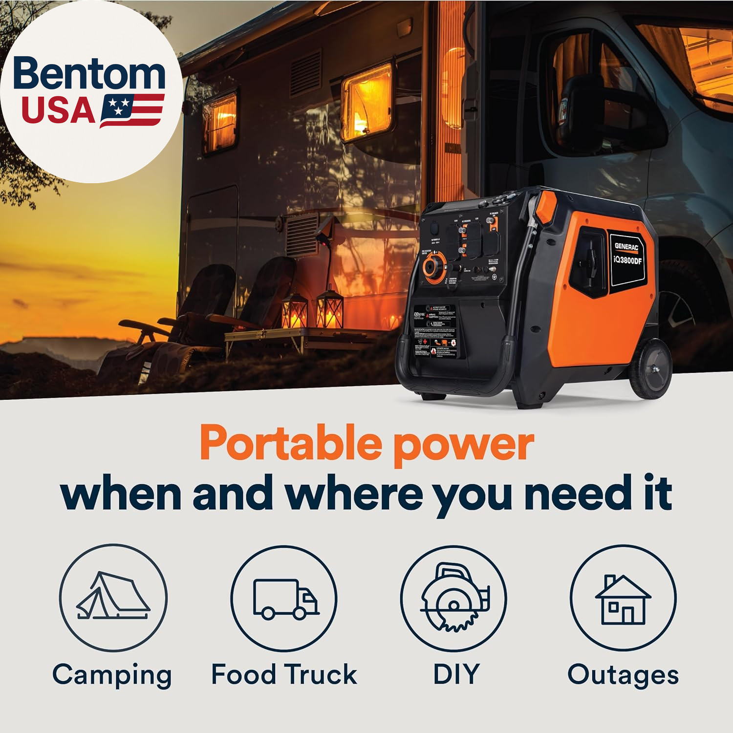 3,800-Watt Dual-Fuel Portable Inverter Generator – Gas and Propane Compatible –