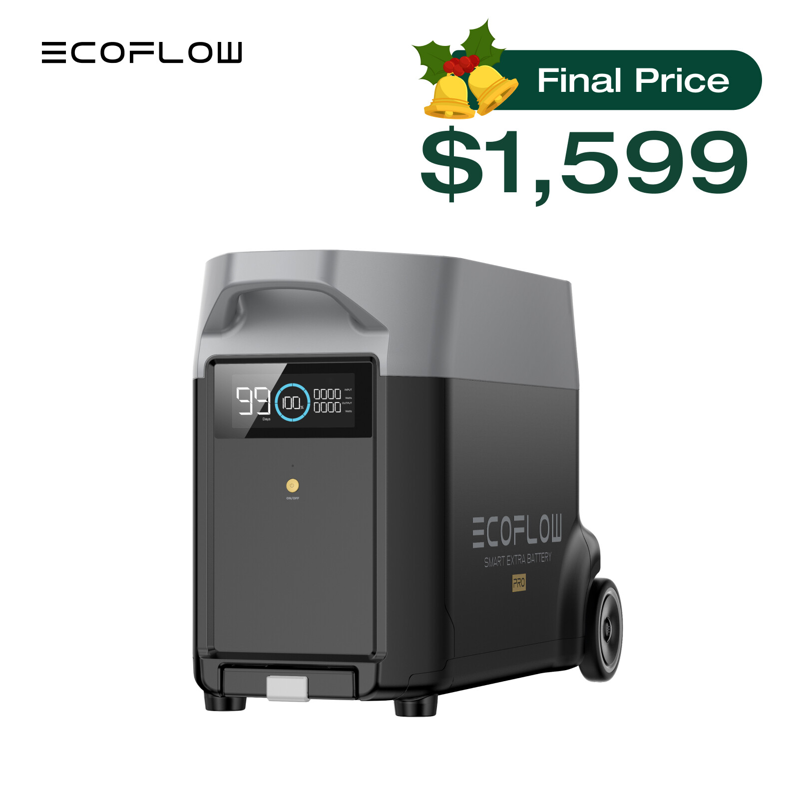 EcoFlow DELTA Pro Generato Extra Battery 3600Wh for Home Backup, Camping, LFP