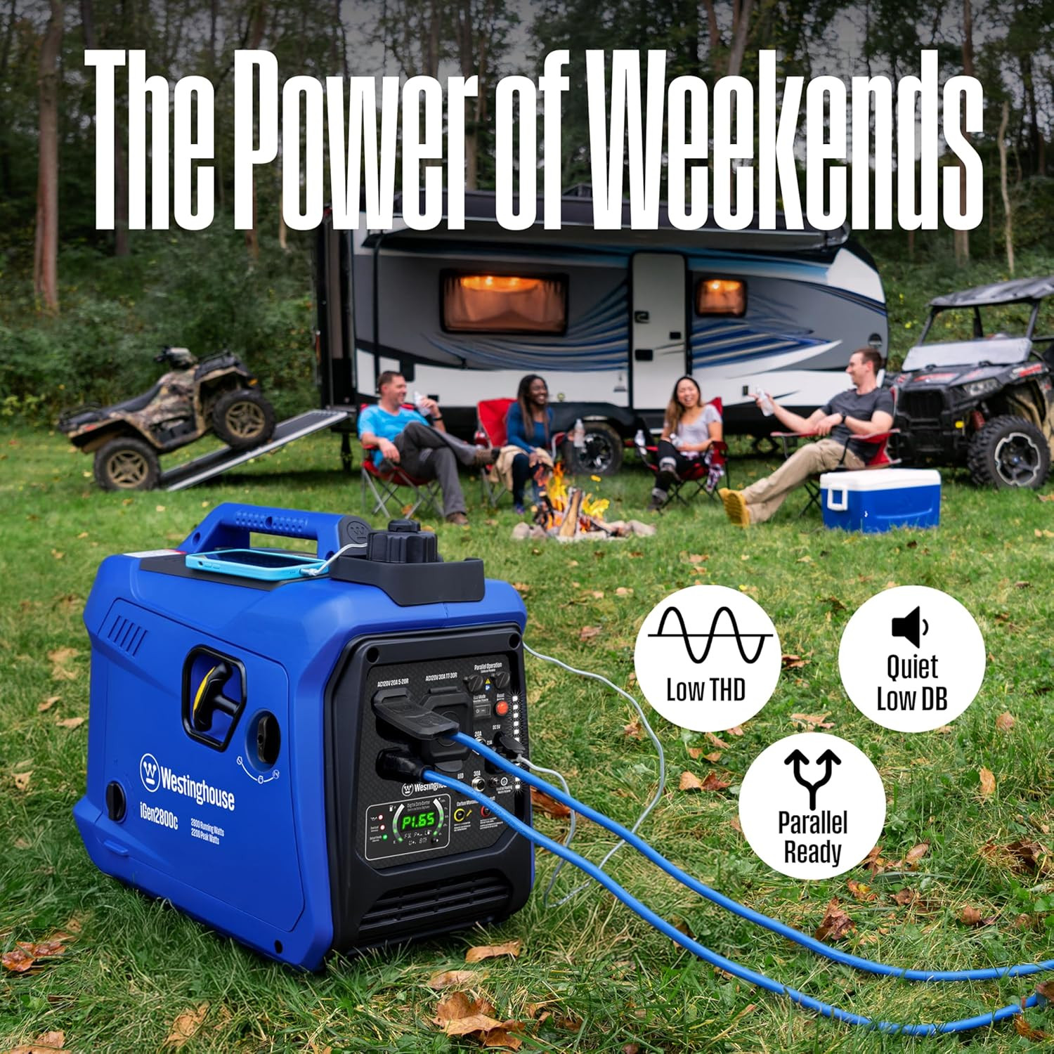 2800 Peak Watt Super Quiet & Lightweight Portable Inverter Generator, Gas Powere