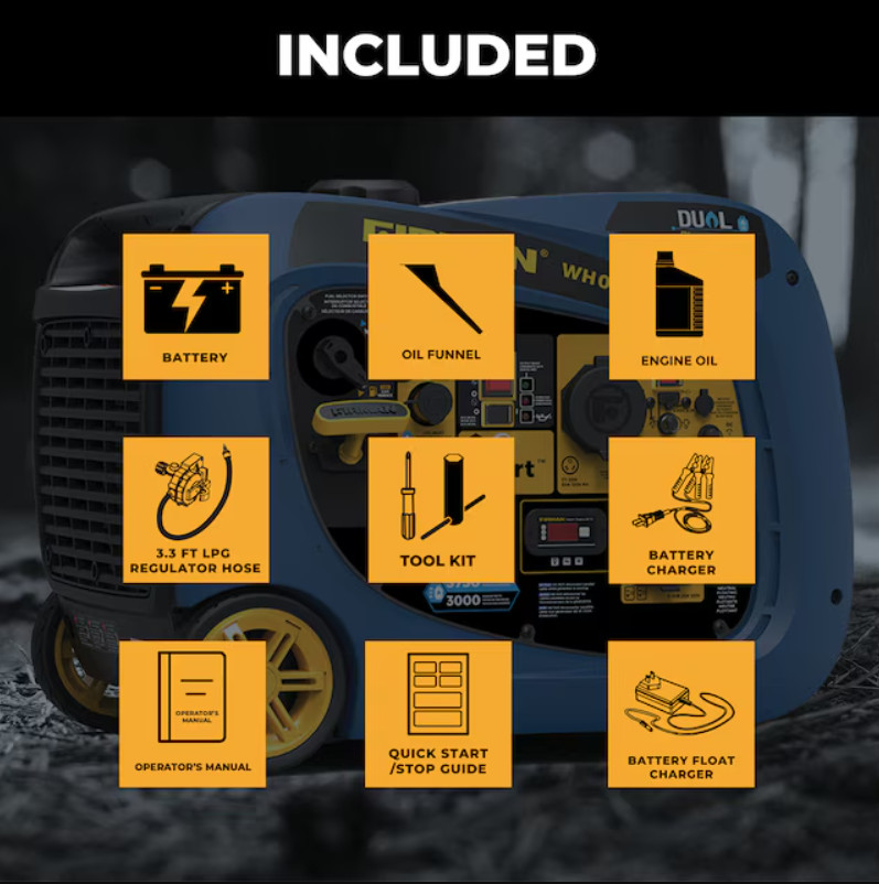 Firman WH03342 4125W Dual Fuel Inverter Generator RV Ready Free Shipping