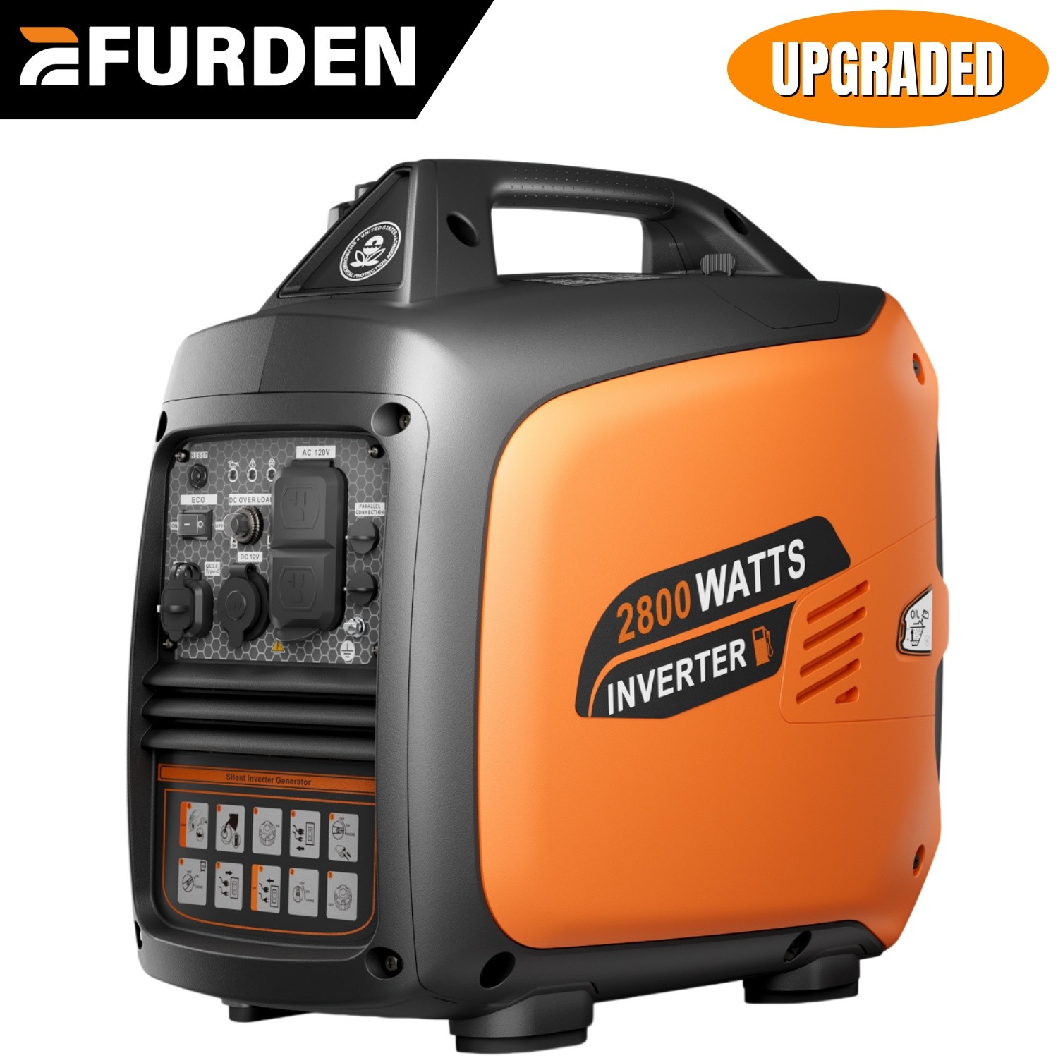 Efurden 2800W Inverter Generator Gas Powered Quiet Portable for Camping Home