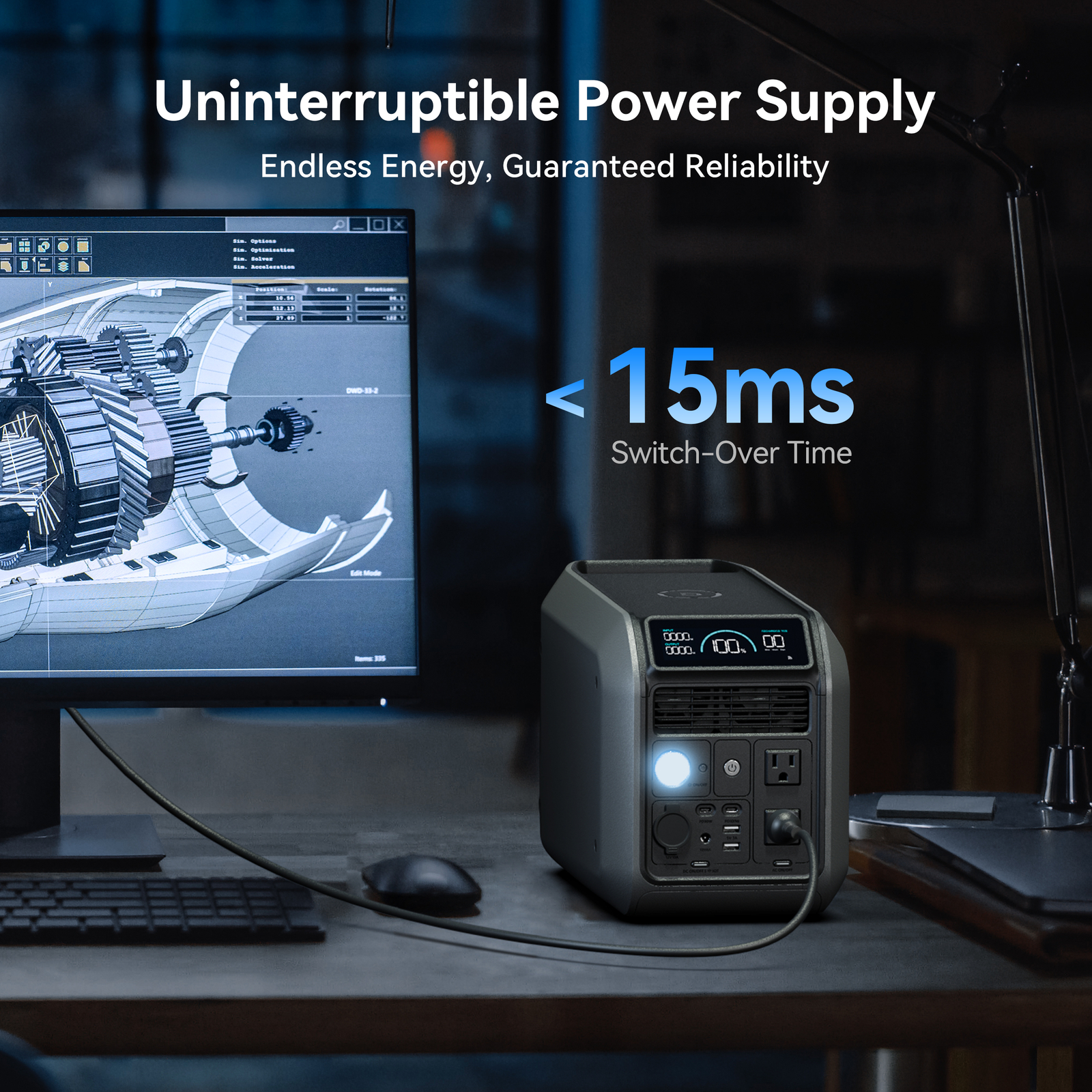 Dabbsson 1000L 1008Wh Portable Power Station 1200W Generator w/120W Solar Panel