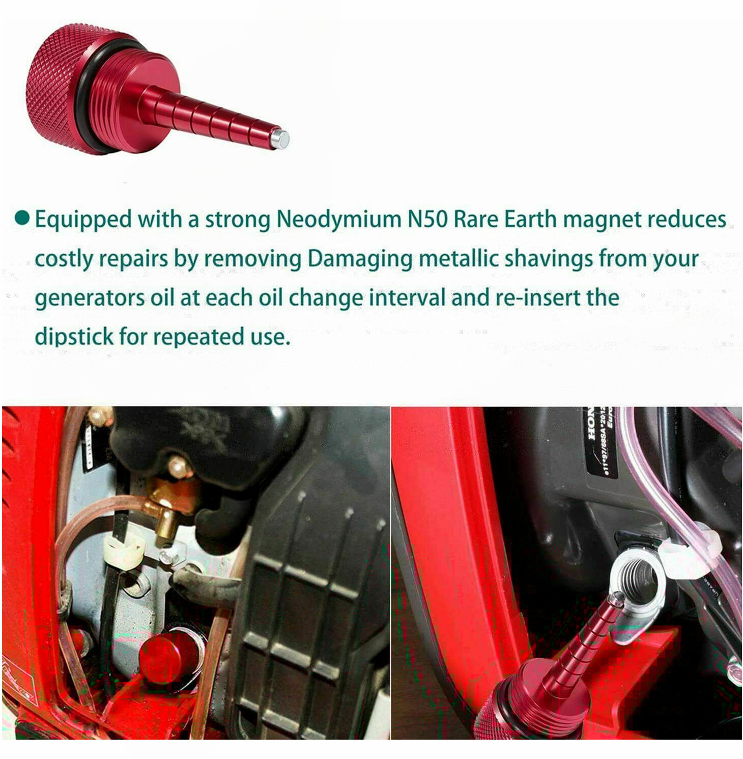 Magnetic Oil Dipstick Generator Oil Dip Stick Red for Honda EU2200i Generator