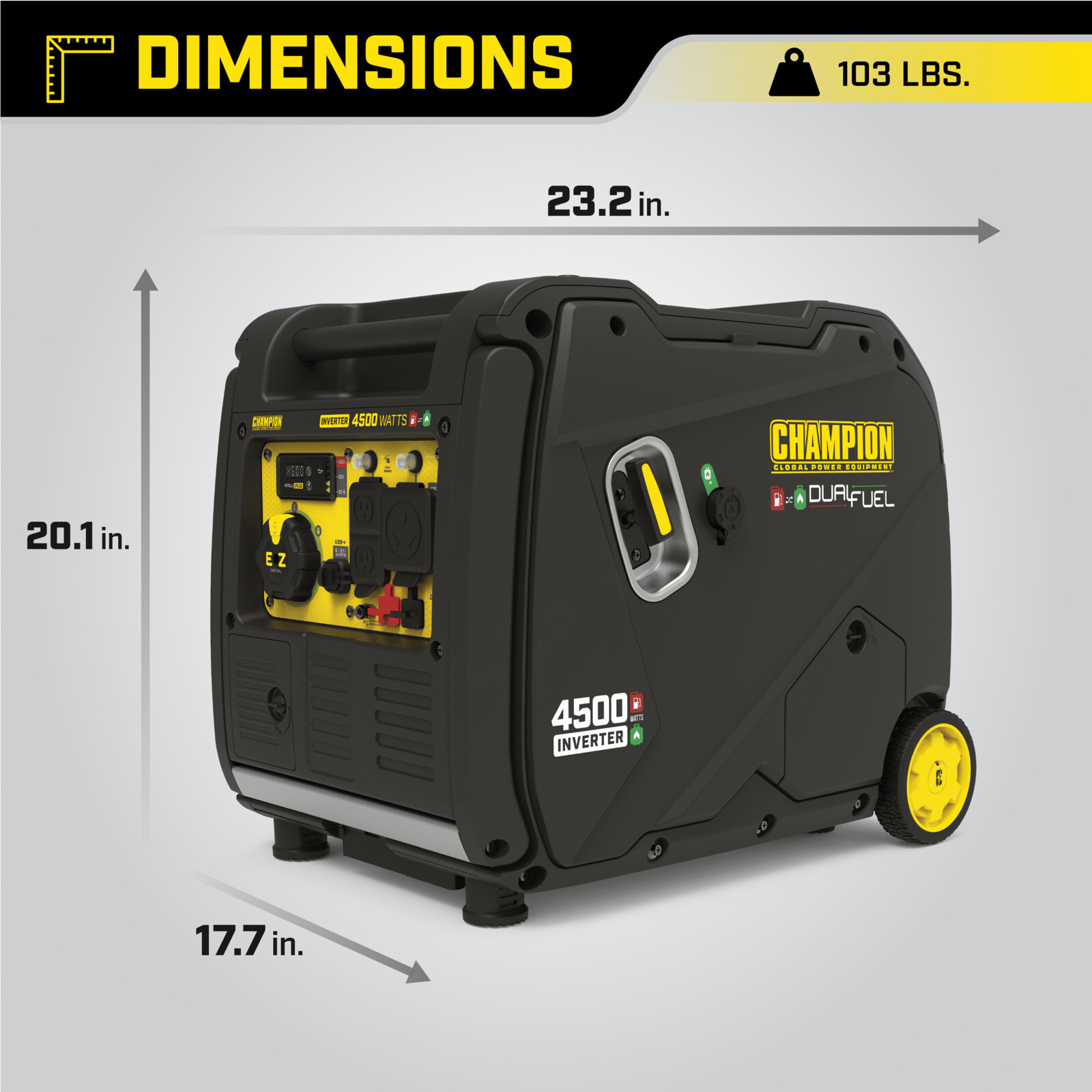 Champion 4,500-W Portable Hybrid Dual Fuel Inverter Generator w/ Electric Start