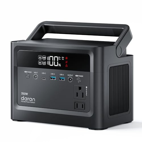 Portable Power Station 350W, 230.4Wh Power Bank LiFePO4 Battery 110V Pure Black