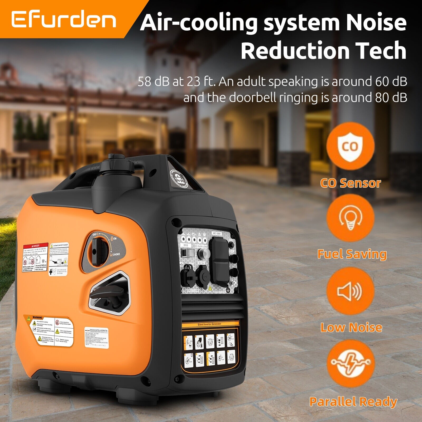 Efurden 2500 watt Gas generator Portable Power Stations Emergency Energy Outdoor
