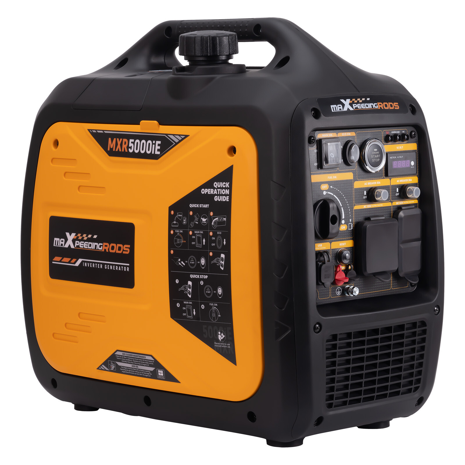Portable Generator 5000W Peak Power Digital Display USB Outlets Remote Start