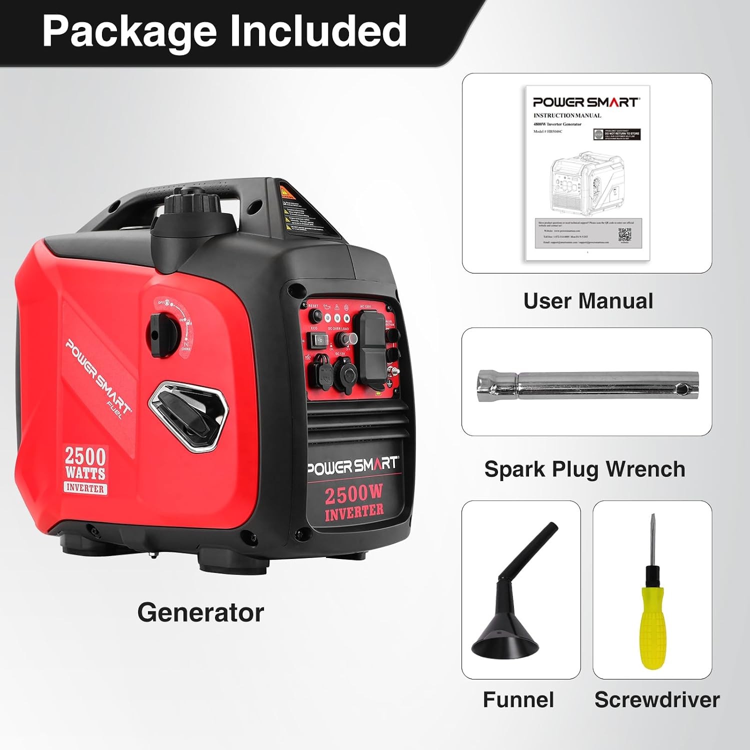 2500 Watt Portable Inverter Generator 80cc Gas Powered Engine Ultra Quiet Small