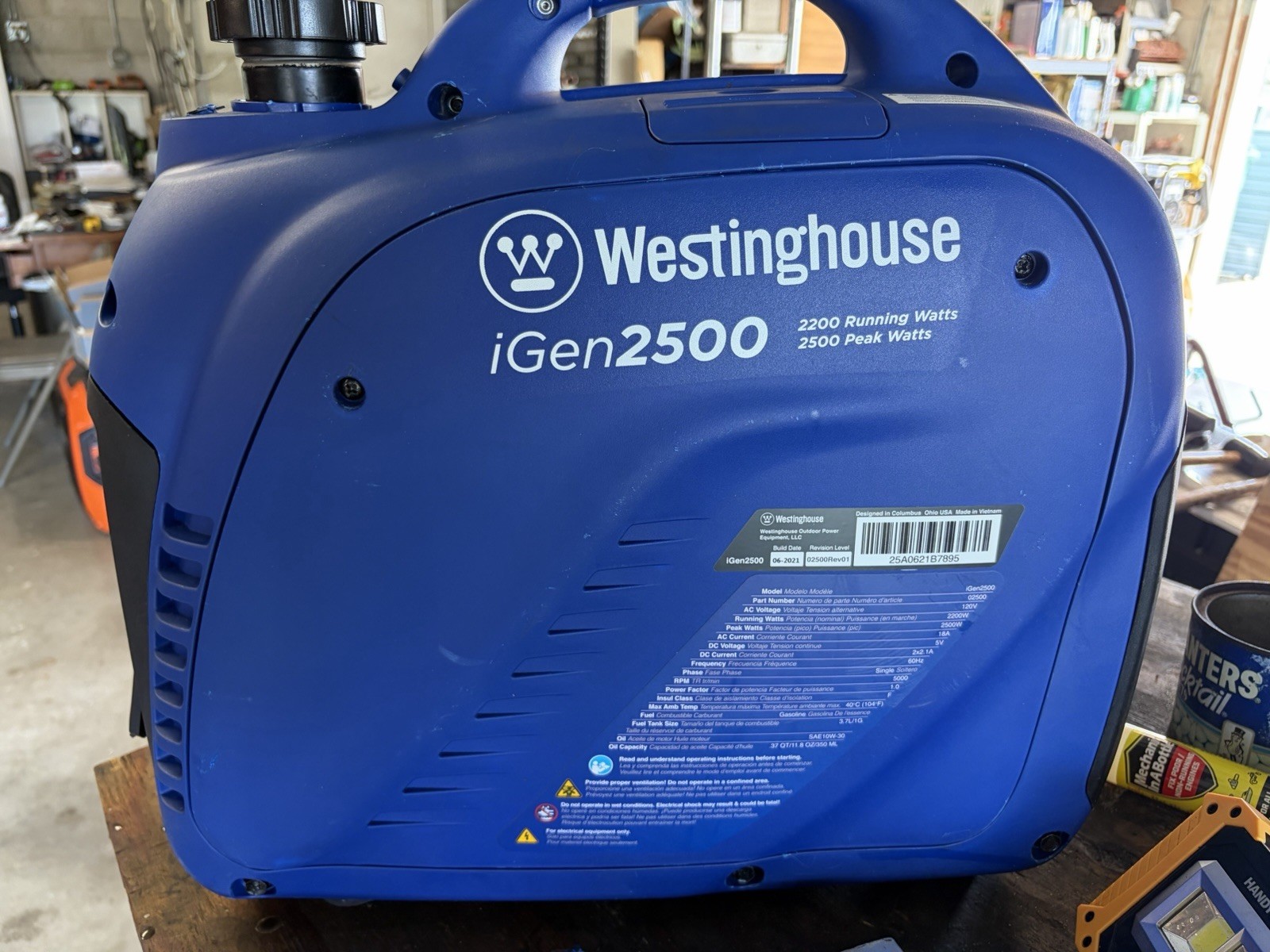 Westinghouse iGen2500 Portable Inverter Generator 2500W + Manual. Refurbished