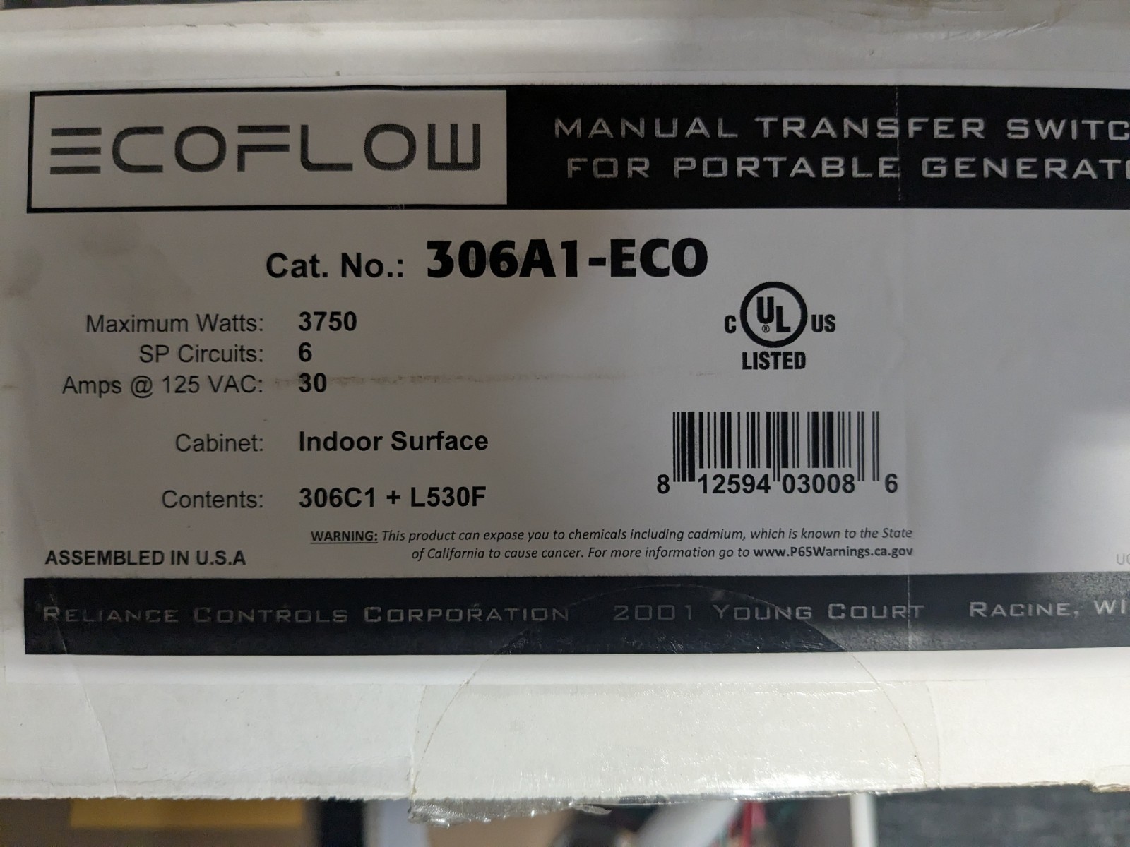NEW Eco Flow Transfer Switch 306A1