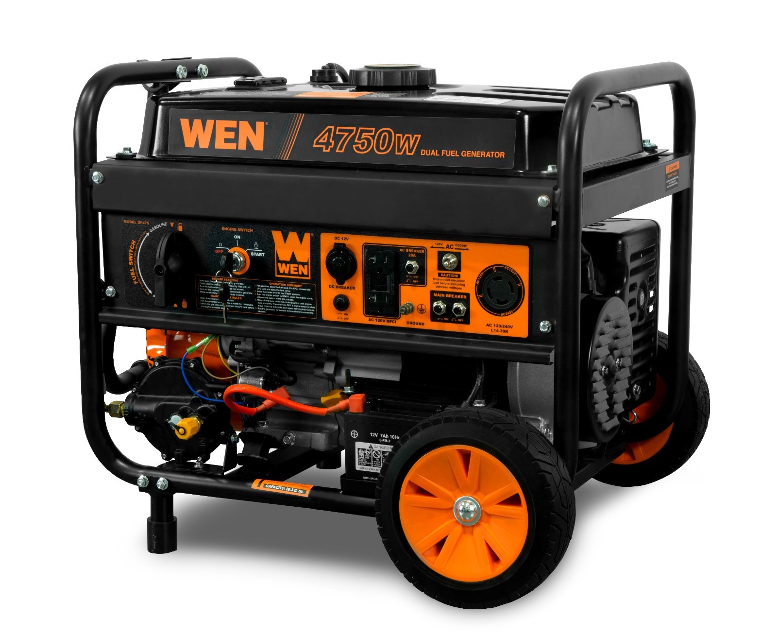 WEN 4,750-W Portable Hybrid Dual Fuel Gas Powered Generator with Electric Start