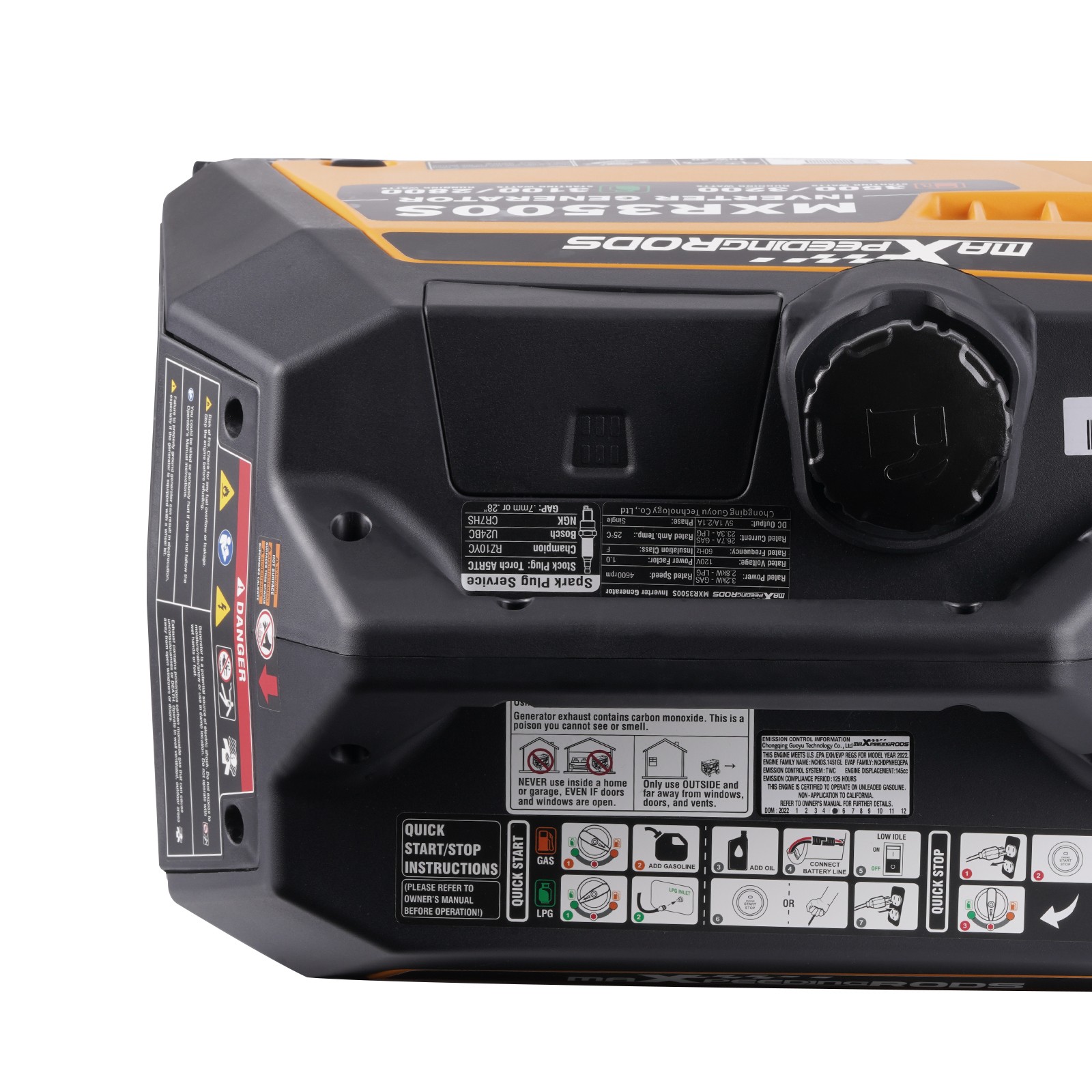 3500W Portable Super Quiet Dual Fuel Inverter Generator Electric Start Gas / LPG