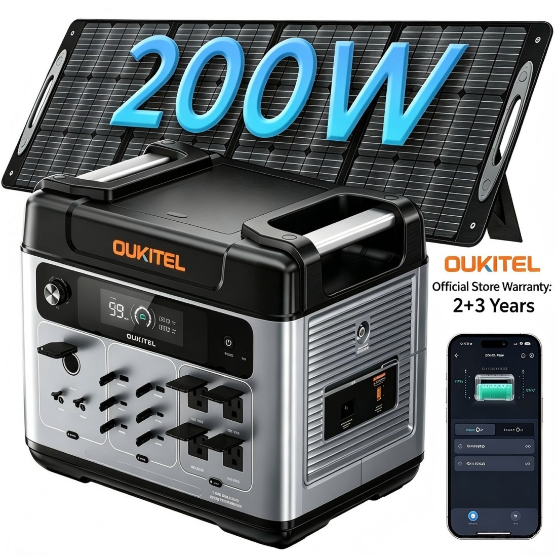 OUKITEL Power Station 2400W/ 2048Wh Solar Generator Fast Charging for Emergencie
