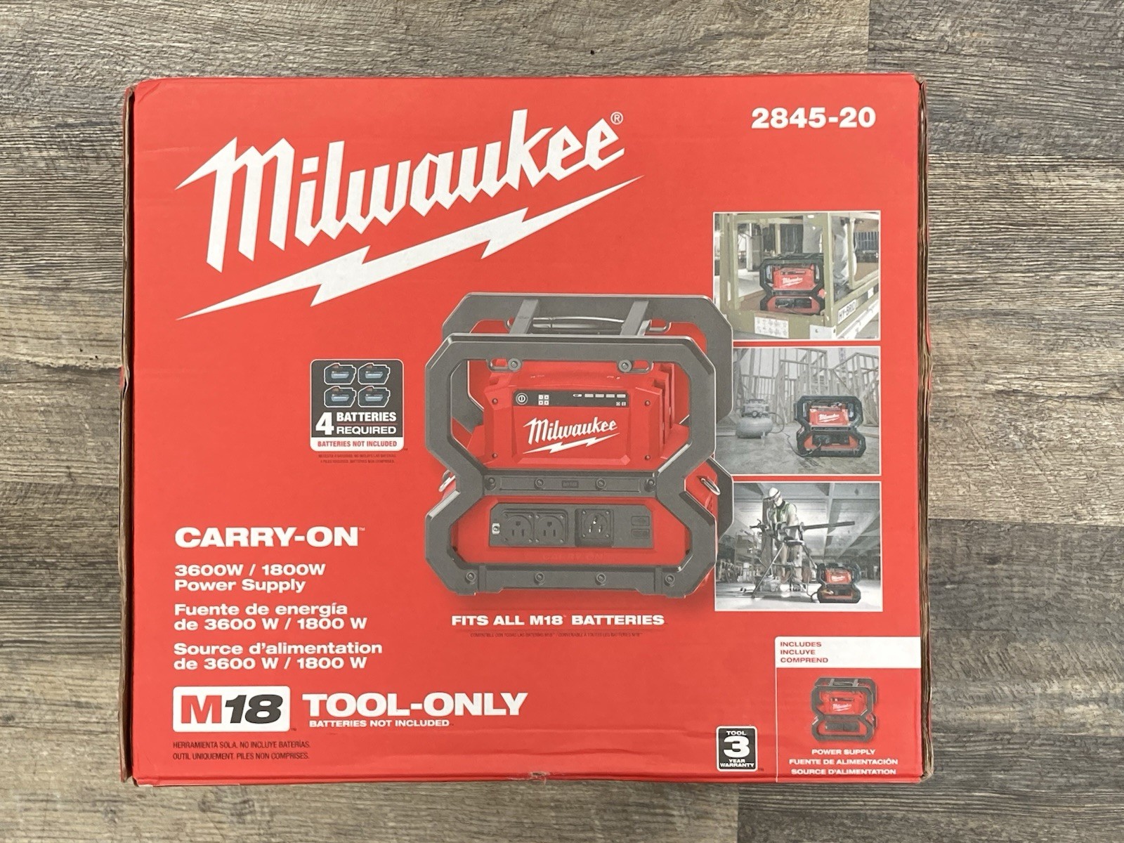 New Milwaukee 2845-20 M18 CARRY-ON 3600W/1800W Power Supply
