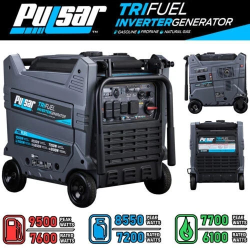 Pulsar 9500W Tri Fuel Portable Inverter Generator Remote Start and CO Sentry