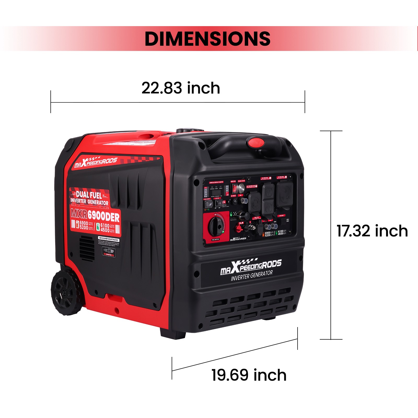 6900W Dual Fuel Quiet Gas/LPG Inverter Generator 120V/240V for Home Backup