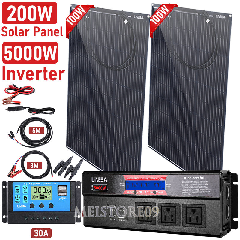 5000W Inverter Solar Panel Kit Solar Power Generator 30A Home 110V Grid System